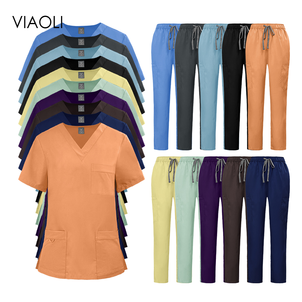 Medical Lab Uniform - Short Sleeved Top Straight Pants Sets
